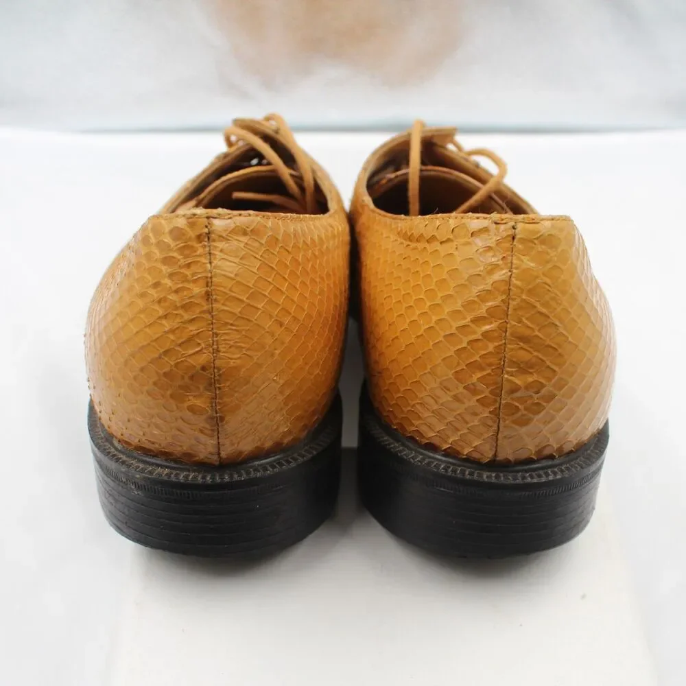 GIORGIO BRUTINI Men's 12M Genuine Snakeskin Oxfords Mustard Tan Exotic Dress